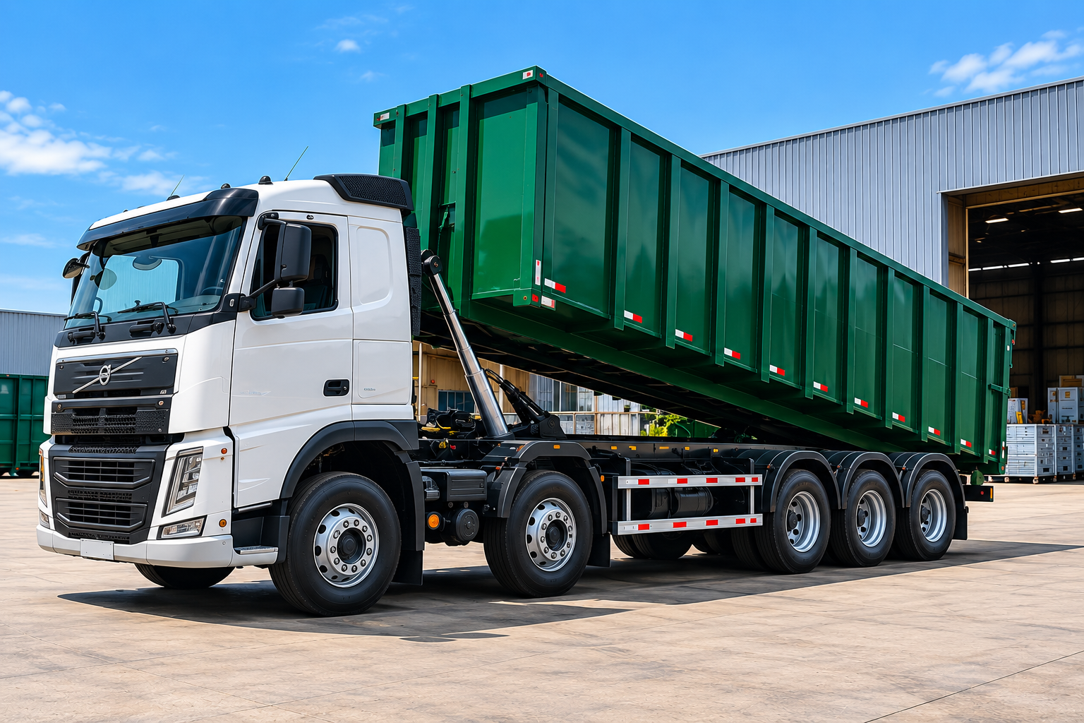 Caminhão Roll-on Roll-off para transporte de grandes volumes de resíduos